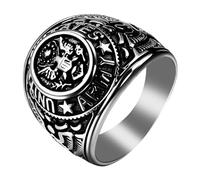 OIDEA Bague Aigle Américain Homme: Anneau Ovale Argent Acier Inoxydable Sceau Biker Bijoux - Cadeau Homme Militaire National, Acier inoxydable, Aucune pierre précieuse
