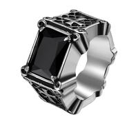 OIDEA Bague Chevalière Homme en Croix: Bague Homme Rectangulaire en Acier Inoxydable avec Pierres Précieuses en Onyx-Chevalier Anneaux Gothiques pour Amoureux/Père/Cadeau de Bijoux-Noir #8