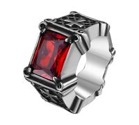 OIDEA Bague Chevalière Homme en Croix: Bague Homme Rectangulaire en Acier Inoxydable avec Pierres Précieuses en Onyx-Chevalier Anneaux Gothiques pour Amoureux/Père/Cadeau de Bijoux-Rouge #7