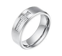 OIDEA Bague Croix Homme en Acier Inoxydable: Bague en Strass Rétro Punk Croix Chrétienne Anneaux HIPHOP- Argent #9