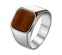 OIDEA Bague œil de tigre pour homme : chevalière classique en pierre précieuse carrée pour homme, cocktail, fête, motard, déclaration de mariage, bijoux cadeaux, Acier inoxydable, Aucune pierre