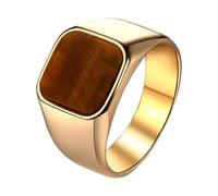 OIDEA Bague pour homme œil de tigre chevalière : or argent bague pierre carrée classique en acier inoxydable vintage bague homme punk chevalier motard rétro bijoux cadeau pour hommes ami taille 52-70