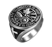 Oidea Bagues chrétiennes pour homme : Chevalière vintage en acier inoxydable avec verset biblique inspirant la croix - Déclaration religieuse - Bijoux cadeaux, Métal, Pas de pierre précieuse