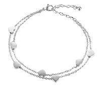 OIDEA Bijoux Femme Bracelet Chaîne de Main Gourmette Élégante Exquis Cœurs Rose Multi-Tours Couleur Optionnelle Argent Acier Inox Cadeau de Mariage avec Sac Cadeau