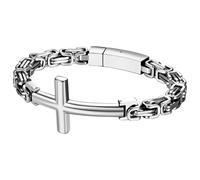 OIDEA Bracelet byzantine croix homme : bijou religieux en acier inoxydable, bracelet lourd - cadeau Hiphop gothique pour Pâques baptême Noël, Acier inoxydable, No Gemstone