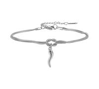 OIDEA Bracelet en corne italienne avec nœud infini en acier inoxydable argenté : cornicello réglable, amulette porte-bonheur, bijoux siciliens, cadeau pour femme