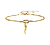 OIDEA Bracelet en corne italienne avec nœud infini en acier inoxydable doré : cornicello réglable, amulette porte-bonheur, bijoux siciliens, cadeau pour femme