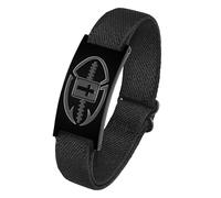 OIDEA Bracelet garçon croix sport : bracelet élastique avec verset biblique signe incurvé en acier inoxydable avec motif sphérique - cadeau chrétien homme noir 1 pièces, Corde élastique