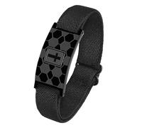 OIDEA Bracelet garçon croix sport : bracelet élastique avec verset biblique signe incurvé en acier inoxydable avec motif sphérique - cadeau chrétien homme noir 1 pièces, Corde élastique