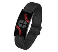OIDEA Bracelet garçon croix sport : bracelet élastique avec verset biblique signe incurvé en acier inoxydable avec motif sphérique - cadeau chrétien homme noir 1 pièces, Corde élastique