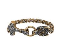 OIDEA Bracelet Homme Viking Marteau de Thor : Bracelet Chaîne Byzantin en Acier Inoxydable avec Pendentifs Marteau et Tête de Loup, Cadeau Puissant (Fête des Pères & Noël)