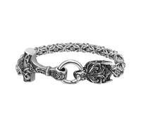 OIDEA Bracelet viking marteau de Thor pour homme : bracelet en acier inoxydable à maillons Mjolnir tête de loup pour homme, amulette, cadeau pour lui, papa, père, mari, ami, one size, Métal, Pas de