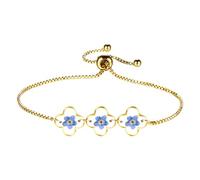 OIDEA Bracelets à fleurs pressées pour femme : bracelet plaqué or fait à la main Forget Me Not Wildflower Bracelet réglable Alaska State Flower Bracelets Bijoux Cadeaux, Medium, Acier inoxydable, Pas