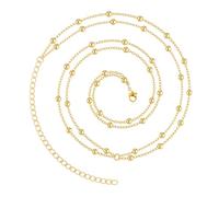 OIDEA Chaîne Abdominale pour femme d'été : chaîne du corps en or 14 K, bijou sexy multicouche avec balles satellite réglable - cadeau femme plage, Normale, Laiton, Pas de gemme