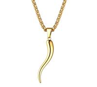OIDEA Collier Acier Inoxydable Femme: Pendentif Italie Cornes Italienne Piment Chaîne Réglable Plaqué Or 18K Élégant Ajustable Amulette - Cadeau Homme Anniversaire St Valentin