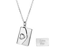 OIDEA Collier avec lettre d'amour pour femme : médaillon de promesse en acier inoxydable avec message secret « I Love You » - Bijoux cadeaux de Noël pour elle, Acier inoxydable, Pas de gemme