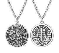 Oidea Collier avec pendentif en forme de chevalier croisé double face en acier inoxydable pour homme et femme