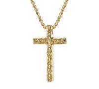 OIDEA Collier croix épaisse pour homme : pendentif chrétien épais avec texture martelée vintage punk en acier inoxydable - Cadeau chrétien, 5.8cm, Acier inoxydable, Non applicable