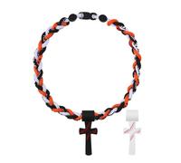 Oidea Collier de baseball multicolore en forme de croix : trois brins en silicone tressé avec pendentif en forme de croix, accessoires de baseball, cadeaux d'équipe goutte à goutte, one size, Métal