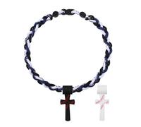 Oidea Collier de baseball multicolore en forme de croix : trois brins en silicone tressé avec pendentif en forme de croix, accessoires de baseball, cadeaux d'équipe goutte à goutte, one size, Métal