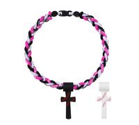 Oidea Collier de baseball multicolore en forme de croix : trois brins en silicone tressé avec pendentif en forme de croix, accessoires de baseball, cadeaux d'équipe goutte à goutte, one size, Métal