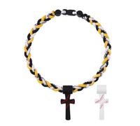 Oidea Collier de baseball multicolore en forme de croix : trois brins en silicone tressé avec pendentif en forme de croix, accessoires de baseball, cadeaux d'équipe goutte à goutte, one size, Métal