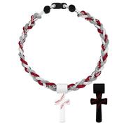 Oidea Collier de baseball multicolore en forme de croix : trois brins en silicone tressé avec pendentif en forme de croix, accessoires de baseball, cadeaux d'équipe goutte à goutte, one size, Métal