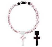 Oidea Collier de baseball multicolore en forme de croix : trois brins en silicone tressé avec pendentif en forme de croix, accessoires de baseball, cadeaux d'équipe goutte à goutte, one size, Métal