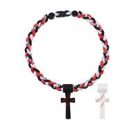 Oidea Collier de baseball multicolore en forme de croix : trois brins en silicone tressé avec pendentif en forme de croix, accessoires de baseball, cadeaux d'équipe goutte à goutte, one size, Métal