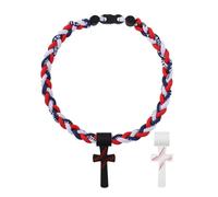 Oidea Collier de baseball multicolore en forme de croix : trois brins en silicone tressé avec pendentif en forme de croix, accessoires de baseball, cadeaux d'équipe goutte à goutte, one size, Métal