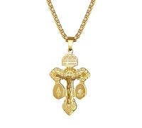 Oidea Collier en acier inoxydable Cruz Del Perdon Catolica St Benoît avec pendentif en forme de médaille miraculeuse pour homme et femme, taille unique, Métal, Pas de pierre précieuse