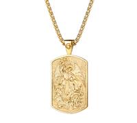 OIDEA Collier Homme Acier Inoxydable : Collier Pendentif Saint Michel Médaille de Protection en avec Gravure Détailée et Chaîne Adjustable - Cadeau Religieux Noël