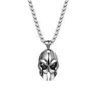 OIDEA Collier homme masque casque spartiate : pendentif masque de guerrier gothique en acier inoxydable pour moto vikings grecs antiques cadeau unisexe anniversaire Noël Halloween, Acier inoxydable
