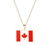 Oidea Collier pour femmes et hommes : collier pendentif drapeau carte plaqué or avec chaîne en acier inoxydable réglable bijoux cadeau, one size, Métal, Pas de pierre précieuse