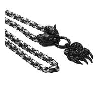 OIDEA Collier Pour Homme Viking Tête de Loup: Collier Homme en Acier Inoxydable Viking Griffe d'ours/de Loup,Pendentif Griffe d'ours en Acier Inox de 24 pouces-Noir