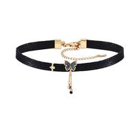 Oidea Collier ras du cou pour femme : collier gothique en cuir synthétique noir, taille unique, Métal, Pas de gemme