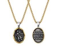 Oidea Collier Saint Christophe : collier Saint Christophe pour homme et femme en acier inoxydable avec pendentif médaille de sécurité amulettes religieuses bijoux cadeaux pour parents, famille, amis