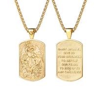 Oidea Collier Saint Michel pour homme et femme : acier inoxydable St Michel Archange Saint Christophe Vierge Marie Médaille de prière amulette religieuse Bijoux Cadeaux, taille unique, Acier