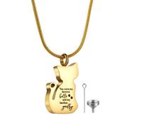 Oidea Collier urne funéraire en forme de chat pour femme : collier en acier inoxydable pour cendres de chat, Acier inoxydable, Pas de gemme