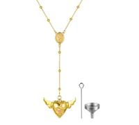 Oidea Collier urne serpent en forme de cœur pour cendres : chapelet en forme de Y collier plastron ouvert avec cuillère souvenir funéraire bijoux funéraires, taille unique, Métal, Pas de gemme