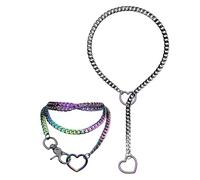 OIDEA Collier Y Femme Coeur : Pendentif Réglable Souvent Tour Hiphop Punk Cubain - Cadeau Anniversaire Noël, Acier inoxydable, Pas de gemme