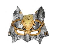 Oidea Demi-masque de loup Steampunk en polyuréthane Accessoire de costume | Construction en polyuréthane, motif loup argenté et doré, accessoire de costume demi-visage pour événements pour adultes et
