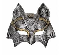 Oidea Demi-masque de loup Steampunk en polyuréthane Accessoire de costume | Construction en polyuréthane, motif loup argenté et doré, accessoire de costume demi-visage pour événements pour adultes et