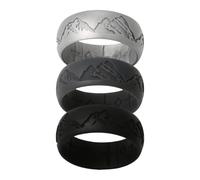Oidea Ensemble d'alliances en silicone pour homme : motif montagne, arc intérieur, design ergonomique, respirant, alliances en caoutchouc, Silicone, Aucune pierre précieuse