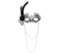 OIDEA Masque Carnaval Vénitien Métal: Masques Femme Vénitiens Fleur et Plumes avec Longue Chaîne et Strass Élégant pour Déguisement Bal de Maquillage Mascarade - Cadeau Femme