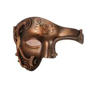 OIDEA Masque Steampunk à Engrenages Argent pour Homme | Masque Demi-visage Steampunk avec Engrenages et Puzzle, Métal Vieilli, Décoration pour Halloween