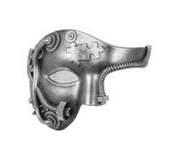 OIDEA Masque Steampunk à Engrenages Argent pour Homme | Masque Demi-visage Steampunk avec Engrenages et Puzzle, Métal Vieilli, Décoration pour Halloween