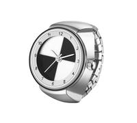 OIDEA Montre à anneau élastique : montre analogique à quartz chiffres arabes cadran cercle blanc et noir - cadeau de remise des diplômes d'anniversaire, argent
