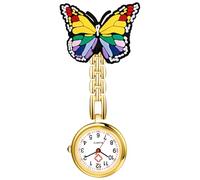 OIDEA Montre à Gousset D'infirmière Femme: 3PCS Montre de Poche Broche Papillon en Alliage avec Broche Portable Quartz Analogique pour Infirmières Or Chiffres Arabes - Cadeau Fête des Mères