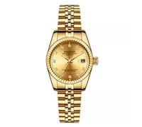OIDEA Montre analogique homme femme : mode montre couple étanche échelle strass mains lumineux calendrier d'affichage bracelet en acier inoxydable amovible pour loisirs affaires cadeau, Or-b, Bracelet
